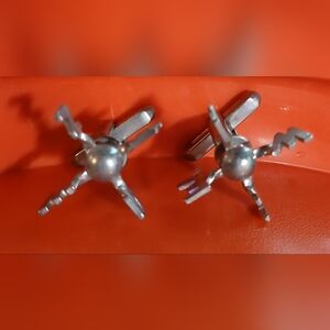 Vintage Hickok  Silver Tone Weather Vane Shaped Cuff Links